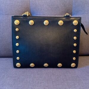 1990s Gianni Versace Couture Medusa Handbag Greek Key Gold Chain Bondage RARE !